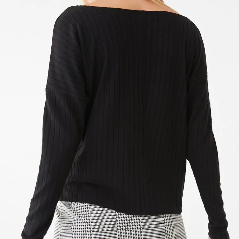 Brushed Ribbed Drop-Shoulder Top - Picture 2 of 4